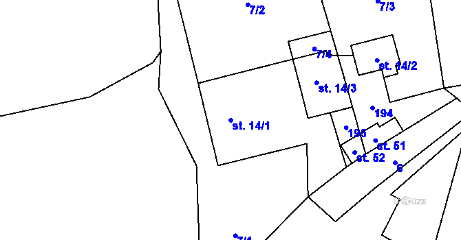 Parcela st. 14/1 v KÚ Barovice, Katastrální mapa