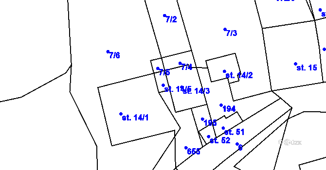 Parcela st. 14/5 v KÚ Barovice, Katastrální mapa