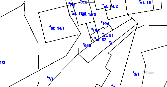Parcela st. 655 v KÚ Barovice, Katastrální mapa