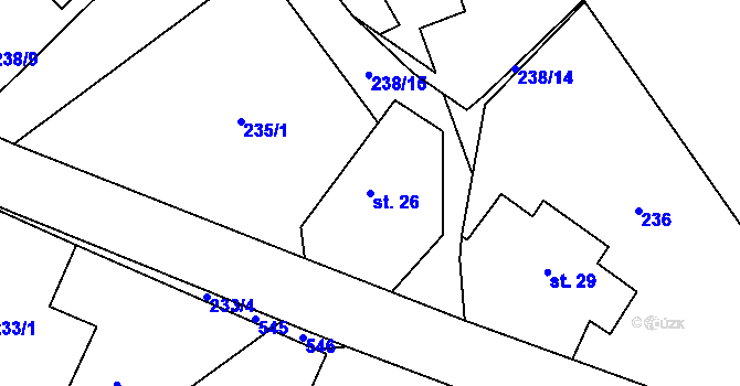 Parcela st. 26 v KÚ Chloumek, Katastrální mapa
