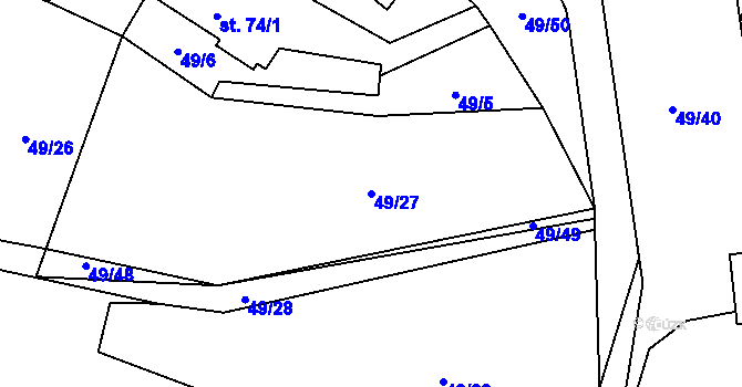 Parcela st. 49/27 v KÚ Chloumek, Katastrální mapa