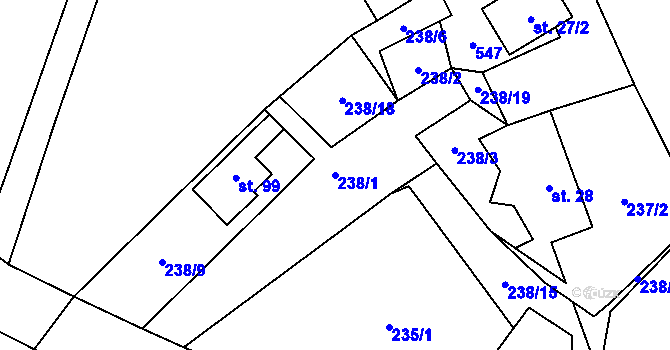 Parcela st. 238/1 v KÚ Chloumek, Katastrální mapa