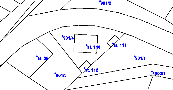 Parcela st. 110 v KÚ Chlum u Vlašimi, Katastrální mapa