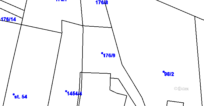 Parcela st. 176/9 v KÚ Chlum u Vlašimi, Katastrální mapa