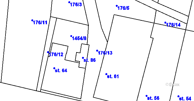 Parcela st. 176/13 v KÚ Chlum u Vlašimi, Katastrální mapa
