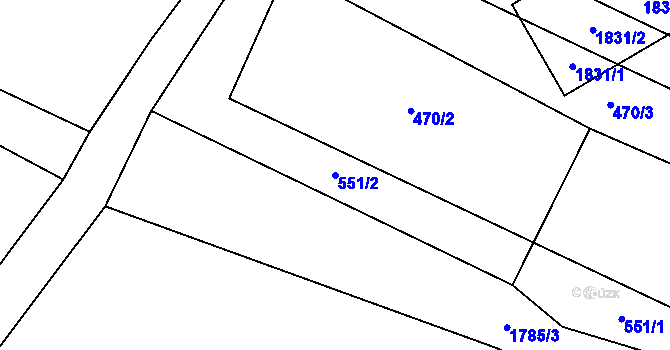 Parcela st. 551/2 v KÚ Chlum u Vlašimi, Katastrální mapa