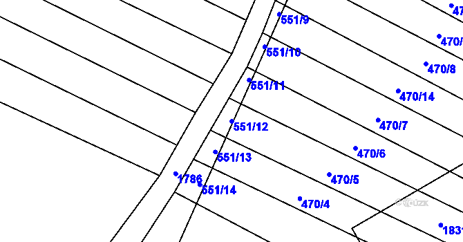 Parcela st. 551/12 v KÚ Chlum u Vlašimi, Katastrální mapa