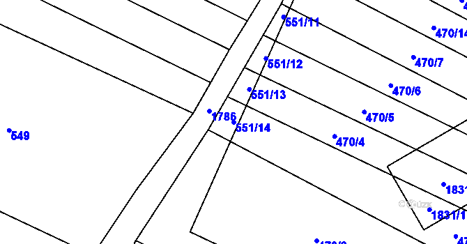 Parcela st. 551/14 v KÚ Chlum u Vlašimi, Katastrální mapa