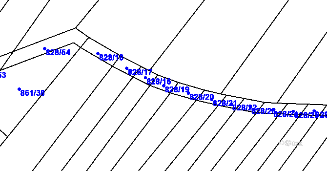 Parcela st. 828/19 v KÚ Chlum u Vlašimi, Katastrální mapa