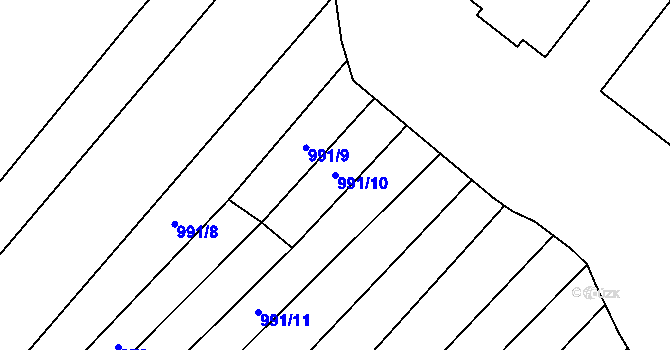 Parcela st. 991/10 v KÚ Chlum u Vlašimi, Katastrální mapa