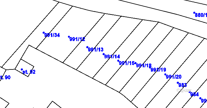 Parcela st. 991/14 v KÚ Chlum u Vlašimi, Katastrální mapa