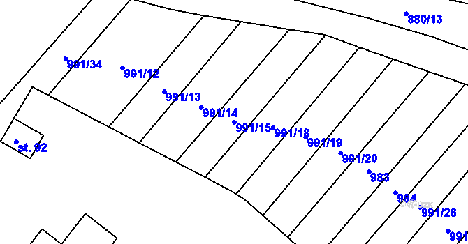 Parcela st. 991/15 v KÚ Chlum u Vlašimi, Katastrální mapa