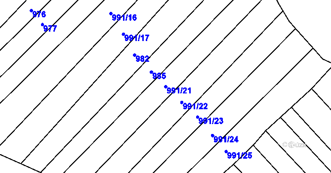 Parcela st. 991/21 v KÚ Chlum u Vlašimi, Katastrální mapa
