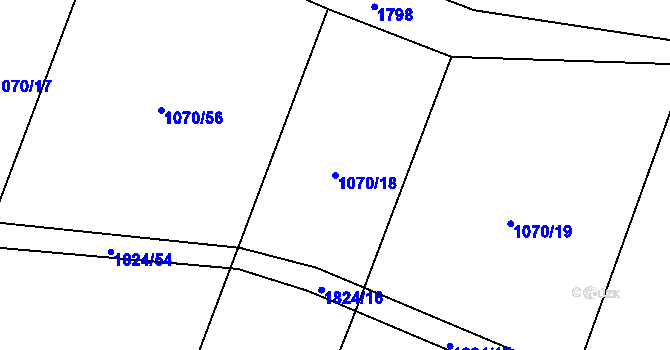 Parcela st. 1070/18 v KÚ Chlum u Vlašimi, Katastrální mapa