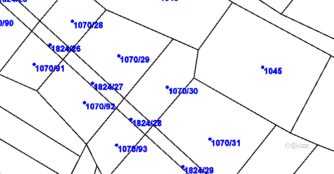 Parcela st. 1070/30 v KÚ Chlum u Vlašimi, Katastrální mapa