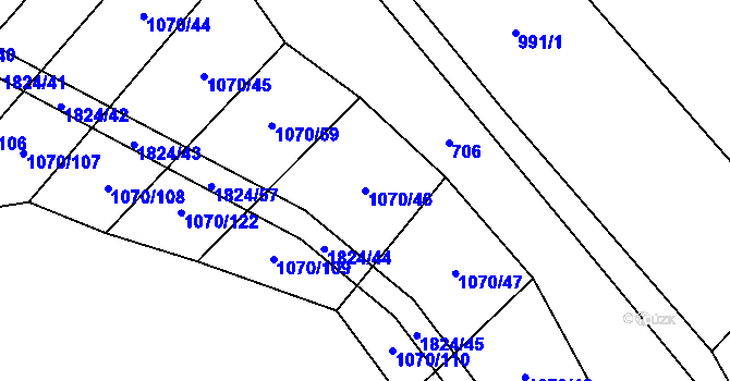 Parcela st. 1070/46 v KÚ Chlum u Vlašimi, Katastrální mapa