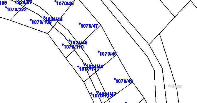 Parcela st. 1070/48 v KÚ Chlum u Vlašimi, Katastrální mapa