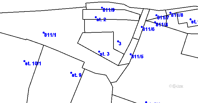 Parcela st. 3 v KÚ Chlum u Rakovníka, Katastrální mapa