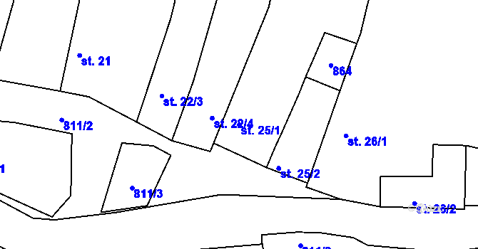 Parcela st. 25/1 v KÚ Chlum u Rakovníka, Katastrální mapa