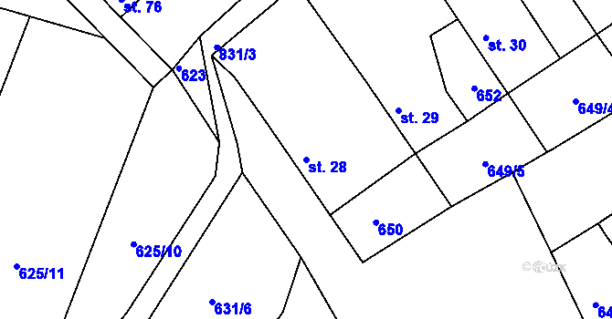 Parcela st. 28 v KÚ Chlum u Rakovníka, Katastrální mapa