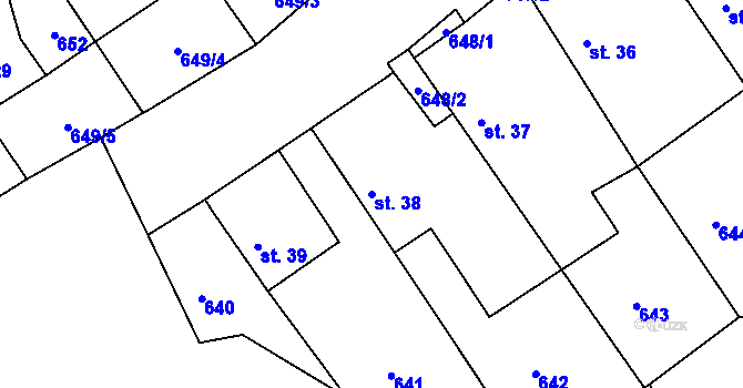 Parcela st. 38 v KÚ Chlum u Rakovníka, Katastrální mapa