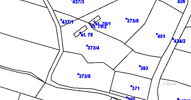 Parcela st. 373 v KÚ Chlum u Rakovníka, Katastrální mapa