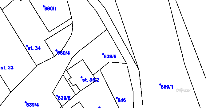 Parcela st. 639/6 v KÚ Chlum u Rakovníka, Katastrální mapa
