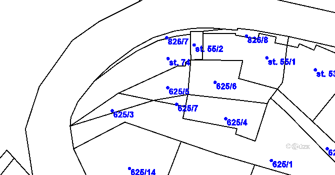 Parcela st. 625/5 v KÚ Chlum u Rakovníka, Katastrální mapa