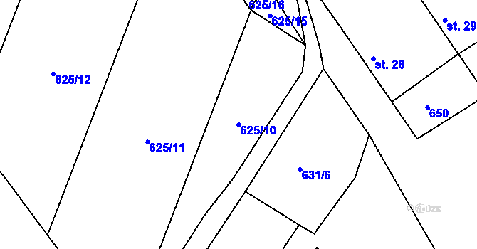 Parcela st. 625/10 v KÚ Chlum u Rakovníka, Katastrální mapa