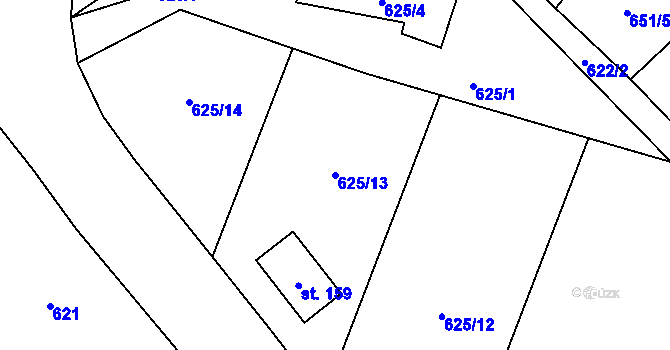 Parcela st. 625/13 v KÚ Chlum u Rakovníka, Katastrální mapa