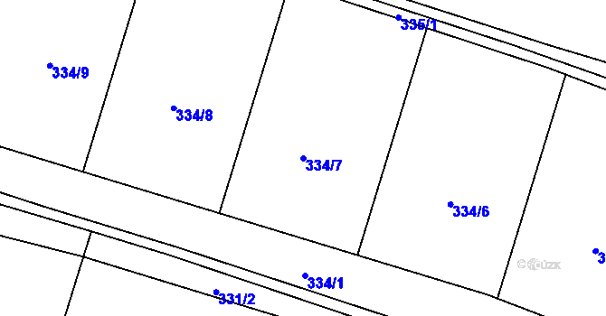 Parcela st. 334/7 v KÚ Chlum u Rakovníka, Katastrální mapa