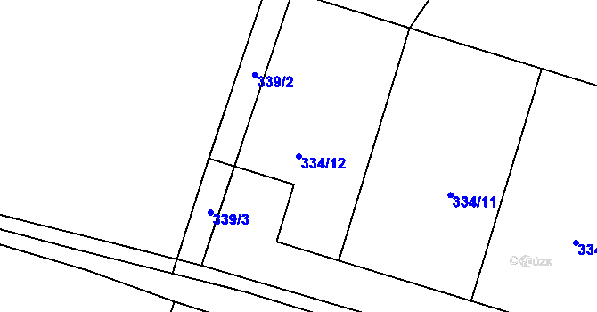 Parcela st. 334/12 v KÚ Chlum u Rakovníka, Katastrální mapa