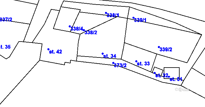 Parcela st. 34 v KÚ Ryšín, Katastrální mapa