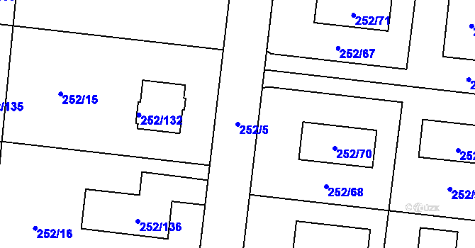 Parcela st. 252/5 v KÚ Chlum u Křemže, Katastrální mapa