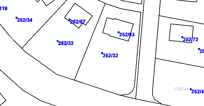 Parcela st. 252/32 v KÚ Chlum u Křemže, Katastrální mapa