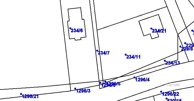 Parcela st. 234/7 v KÚ Chlum u Křemže, Katastrální mapa