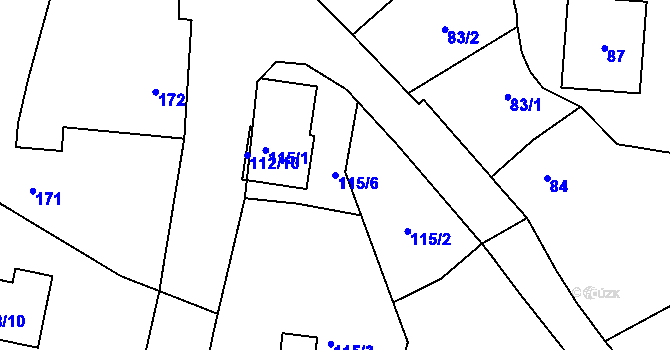 Parcela st. 115/6 v KÚ Chlum u Křemže, Katastrální mapa