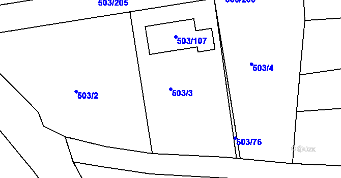 Parcela st. 503/3 v KÚ Chlum u Křemže, Katastrální mapa