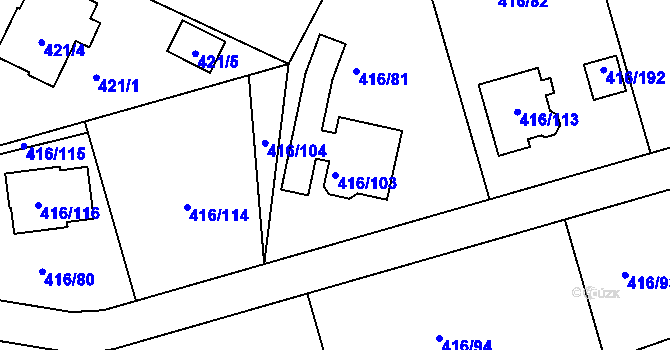 Parcela st. 416/103 v KÚ Chlum u Křemže, Katastrální mapa