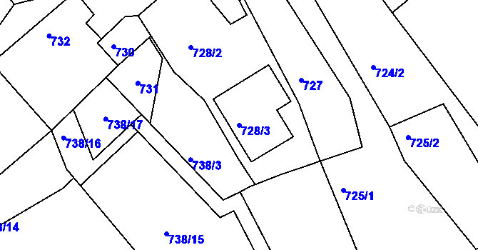 Parcela st. 728/3 v KÚ Chlum u Křemže, Katastrální mapa