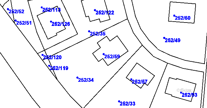 Parcela st. 252/59 v KÚ Chlum u Křemže, Katastrální mapa