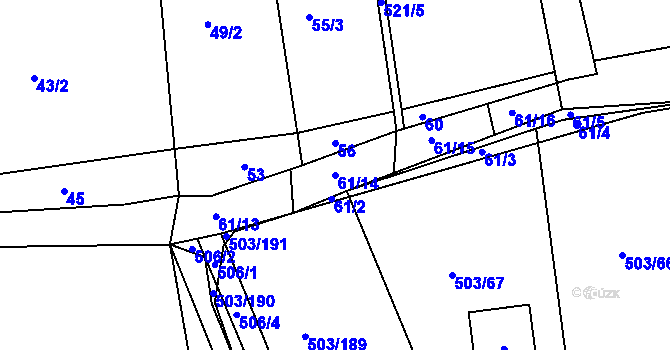 Parcela st. 61/14 v KÚ Chlum u Křemže, Katastrální mapa