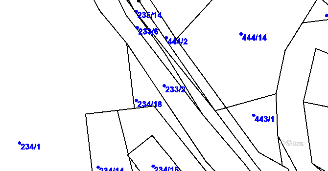 Parcela st. 233/2 v KÚ Chlum u Křemže, Katastrální mapa