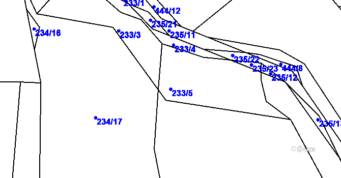 Parcela st. 233/5 v KÚ Chlum u Křemže, Katastrální mapa