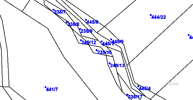 Parcela st. 235/16 v KÚ Chlum u Křemže, Katastrální mapa