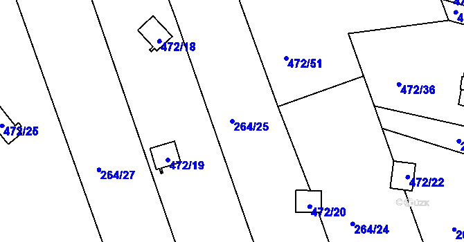 Parcela st. 264/25 v KÚ Chlum u Křemže, Katastrální mapa