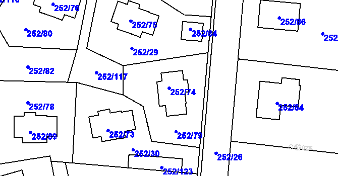 Parcela st. 252/74 v KÚ Chlum u Křemže, Katastrální mapa