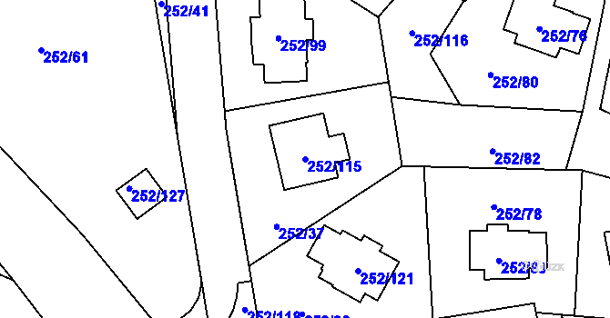 Parcela st. 252/115 v KÚ Chlum u Křemže, Katastrální mapa