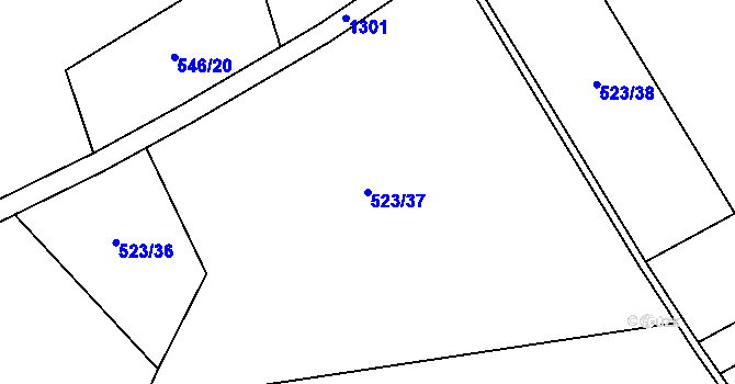 Parcela st. 523/37 v KÚ Chlum u Křemže, Katastrální mapa