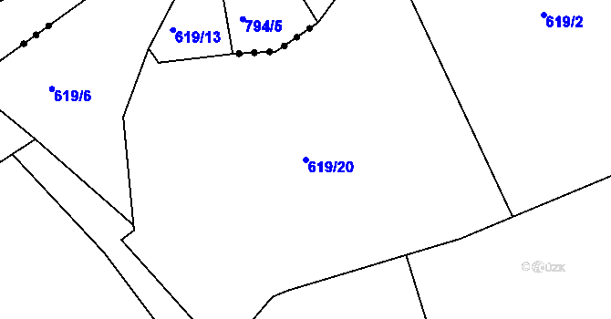 Parcela st. 619/20 v KÚ Chlum u Křemže, Katastrální mapa